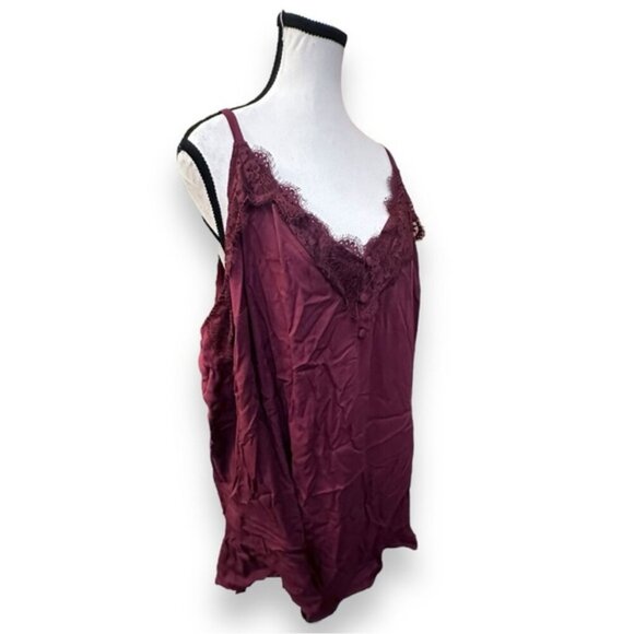 🆕 NWT torrid 4 Red Brown Ava Stretch Challis Lace Trim Cami 26 28 4XL XXXXL - Picture 8 of 12